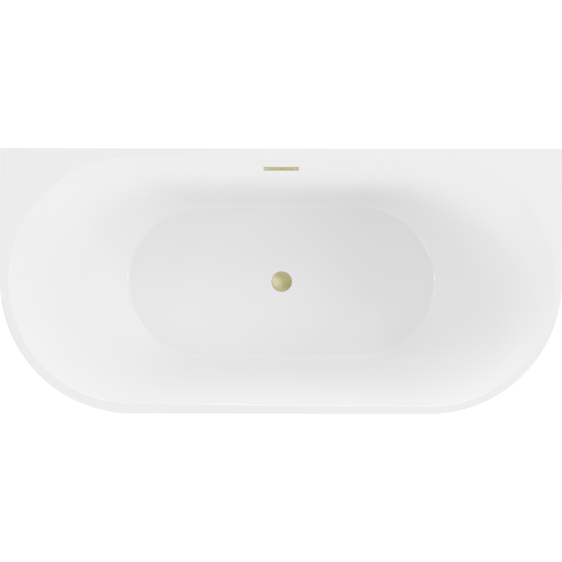 Mexen Oval wanna wolnostojąca przyścienna 180 x 80 cm, biała/czarna, przelew złoty szczotkowany - 52671808075-55