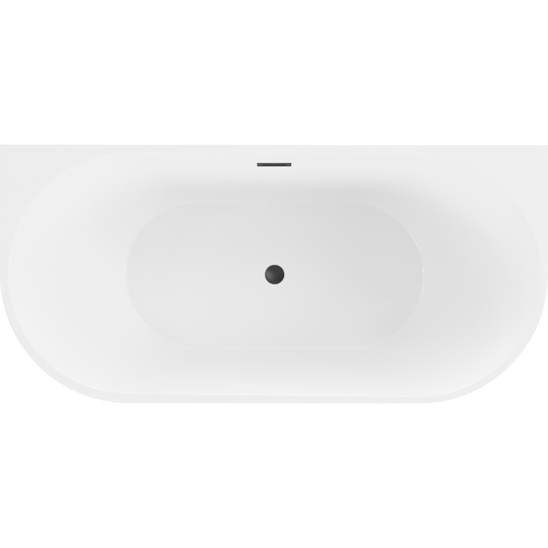 Mexen Oval wanna wolnostojąca przyścienna 180 x 80 cm, biała/czarna, przelew czarny - 52671808075-70