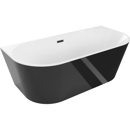 Mexen Oval wanna wolnostojąca przyścienna 180 x 80 cm, biała/czarna, przelew czarny - 52671808075-70