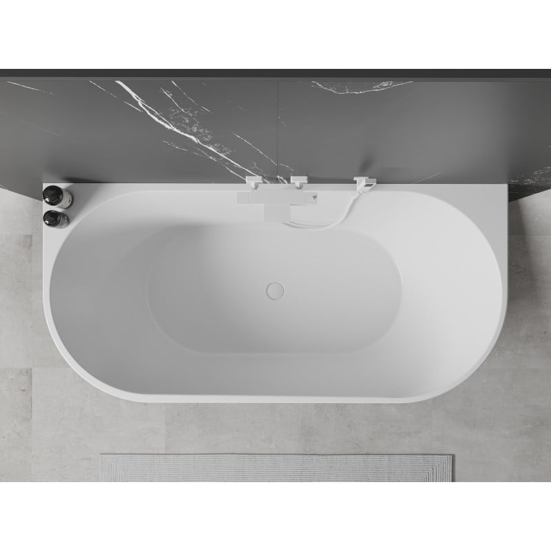 Mexen Oval wanna wolnostojąca przyścienna 180 x 80 cm, biała/czarna, przelew biały - 52671808075-20