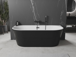 Mexen Oval wanna wolnostojąca przyścienna 180 x 80 cm, biała/czarna, przelew czarny - 52671808075-70