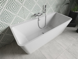 Mexen Volta wanna wolnostojąca przyścienna 150 x 75 cm, biała, przelew chrom - 51131507500-01