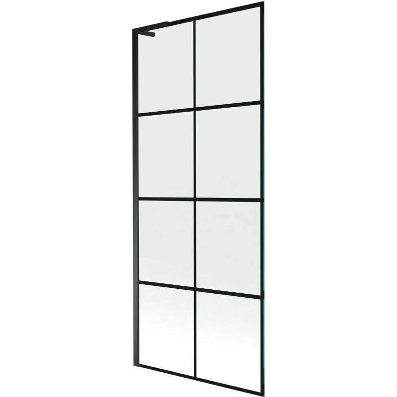 Mexen Next L parawan nawannowy 1-skrzydłowy 80 x 150 cm, czarna kratka, czarny - 895-080-000-03-77-70
