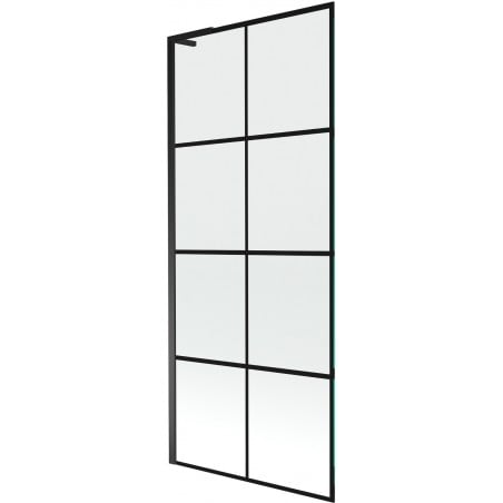 Mexen Next L parawan nawannowy 1-skrzydłowy 80 x 150 cm, czarna kratka, czarny - 895-080-000-03-77-70