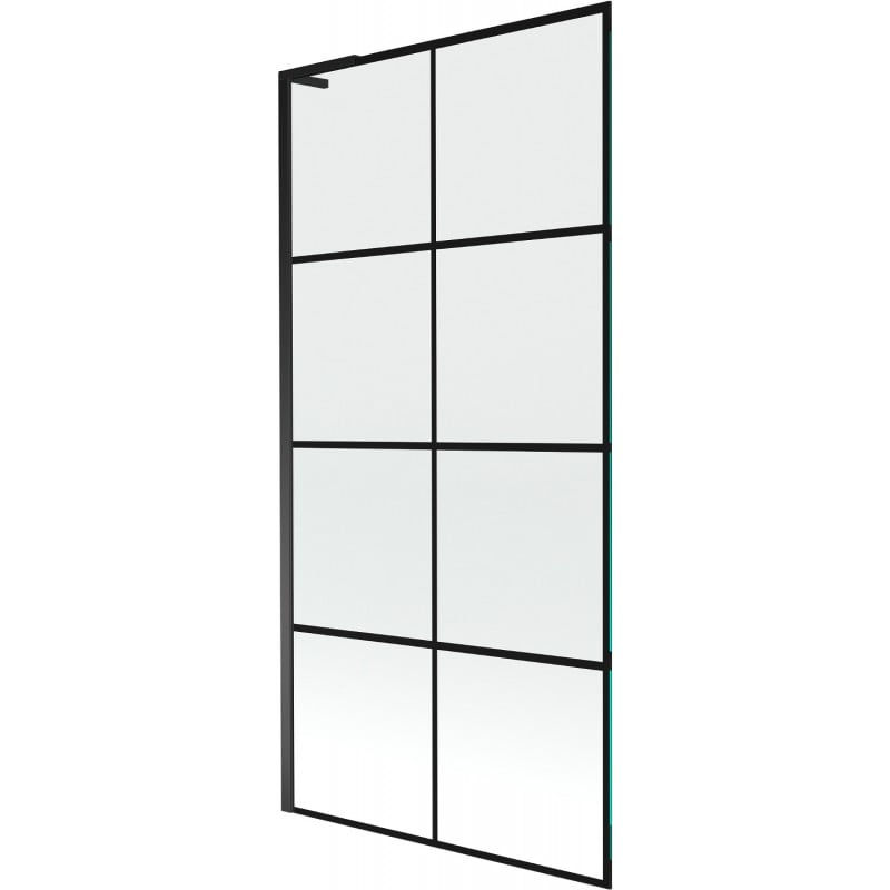Mexen Next L parawan nawannowy 1-skrzydłowy 90 x 150 cm, czarna kratka, czarny - 895-090-000-03-77-70