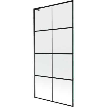 Mexen Next L parawan nawannowy 1-skrzydłowy 90 x 150 cm, czarna kratka, czarny - 895-090-000-03-77-70