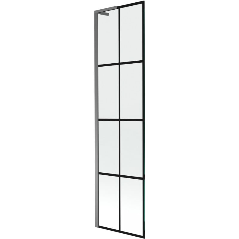 Mexen Next L parawan nawannowy 1-skrzydłowy 50 x 150 cm, czarna kratka, gun metal - 895-050-000-03-77-95