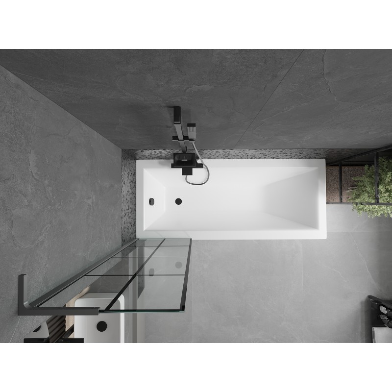Mexen Next L parawan nawannowy 1-skrzydłowy 50 x 150 cm, czarna kratka, gun metal - 895-050-000-03-77-95