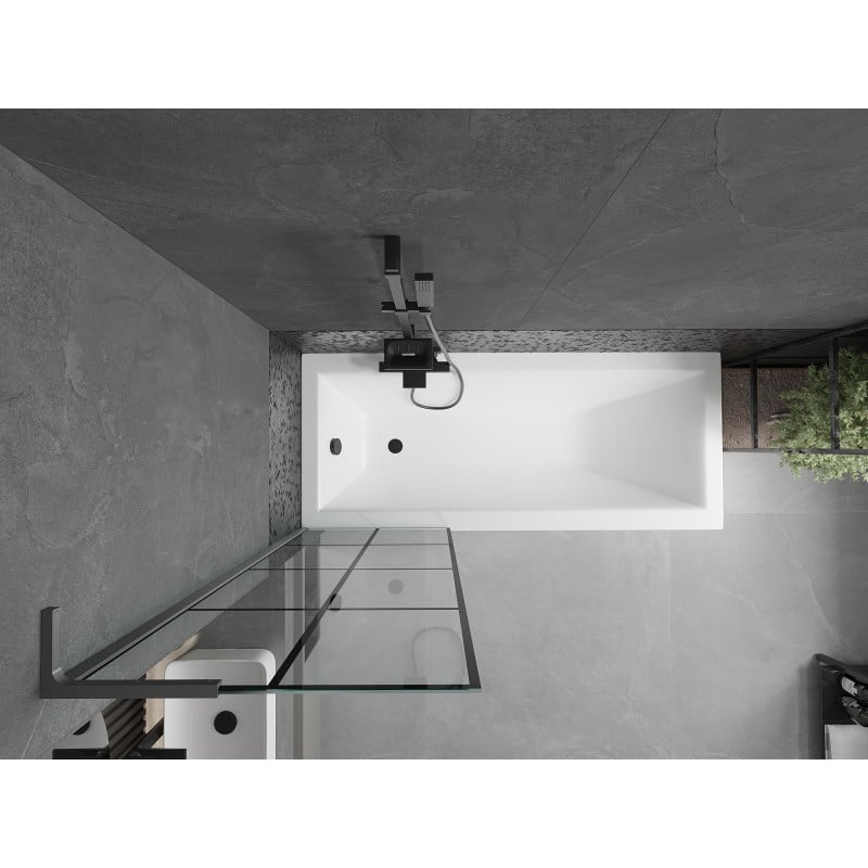 Mexen Next L parawan nawannowy 1-skrzydłowy 60 x 150 cm, czarna kratka, gun metal - 895-060-000-03-77-95