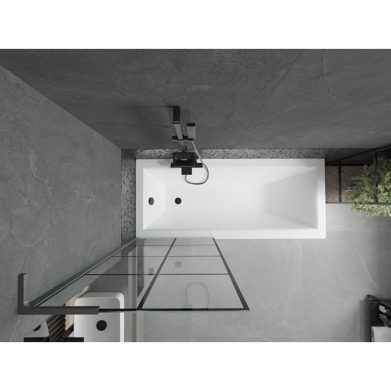 Mexen Next L parawan nawannowy 1-skrzydłowy 70 x 150 cm, czarna kratka, gun metal - 895-070-000-03-77-95