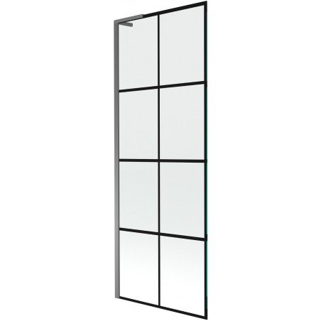 Mexen Next L parawan nawannowy 1-skrzydłowy 70 x 150 cm, czarna kratka, gun metal - 895-070-000-03-77-95