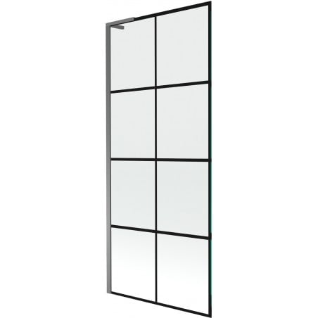 Mexen Next L parawan nawannowy 1-skrzydłowy 80 x 150 cm, czarna kratka, gun metal - 895-080-000-03-77-95