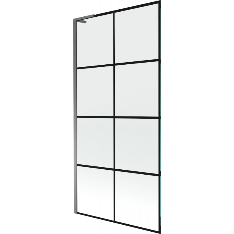 Mexen Next L parawan nawannowy 1-skrzydłowy 90 x 150 cm, czarna kratka, gun metal - 895-090-000-03-77-95
