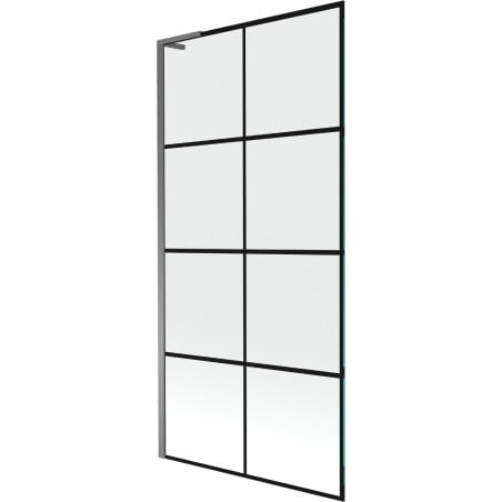 Mexen Next L parawan nawannowy 1-skrzydłowy 90 x 150 cm, czarna kratka, gun metal - 895-090-000-03-77-95