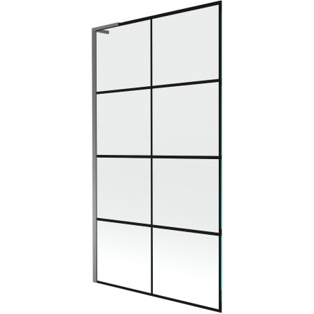 Mexen Next L parawan nawannowy 1-skrzydłowy 100 x 150 cm, czarna kratka, gun metal - 895-100-000-03-77-95