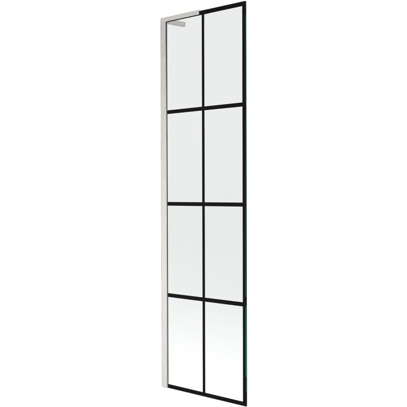 Mexen Next L parawan nawannowy 1-skrzydłowy 50 x 150 cm, czarna kratka, nikiel szczotkowany - 895-050-000-03-77-97
