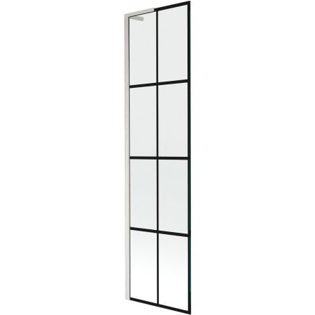 Mexen Next L parawan nawannowy 1-skrzydłowy 50 x 150 cm, czarna kratka, nikiel szczotkowany - 895-050-000-03-77-97