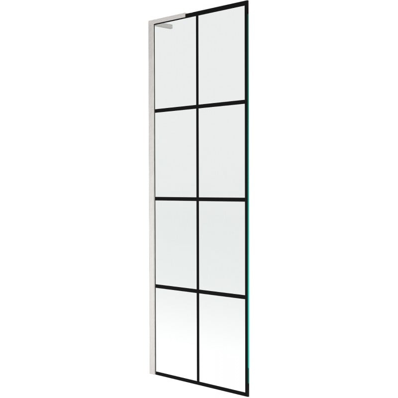 Mexen Next L parawan nawannowy 1-skrzydłowy 60 x 150 cm, czarna kratka, nikiel szczotkowany - 895-060-000-03-77-97