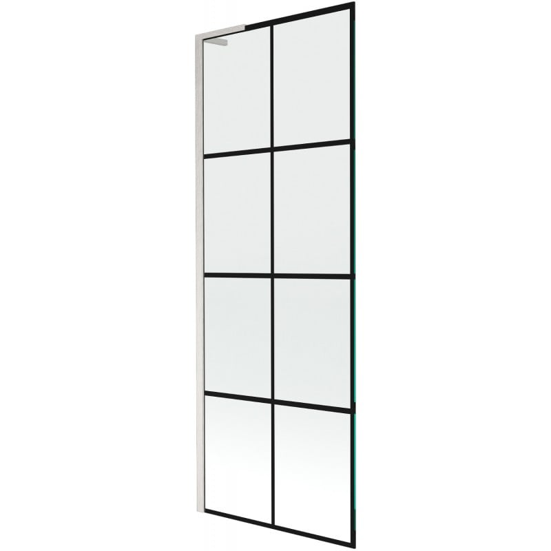 Mexen Next L parawan nawannowy 1-skrzydłowy 70 x 150 cm, czarna kratka, nikiel szczotkowany - 895-070-000-03-77-97