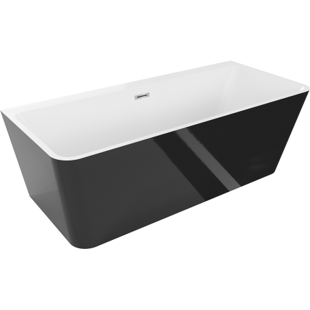 Mexen Volta wanna wolnostojąca przyścienna 170 x 75 cm, biała/czarna, przelew chrom - 51131707575-01