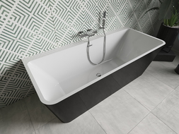 Mexen Volta wanna wolnostojąca przyścienna 170 x 75 cm, biała/czarna, przelew chrom - 51131707575-01