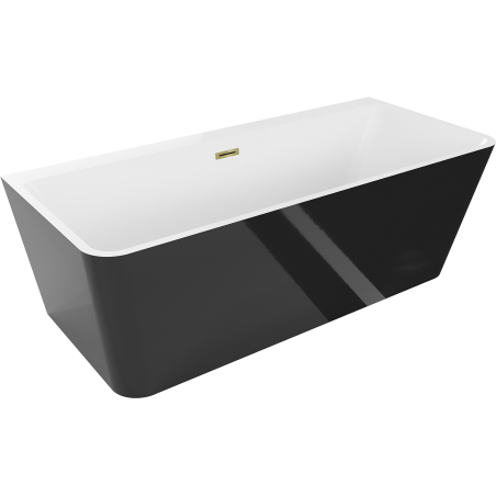 Mexen Volta wanna wolnostojąca przyścienna 150 x 75 cm, biała/czarna, przelew złoty - 51131507575-50