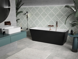 Mexen Volta wanna wolnostojąca przyścienna 170 x 75 cm, biała/czarna, przelew różowe złoto - 51131707575-60
