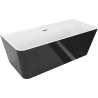 Mexen Volta wanna wolnostojąca przyścienna 150 x 75 cm, biała/czarna, przelew miedź szczotkowana - 51131507575-65