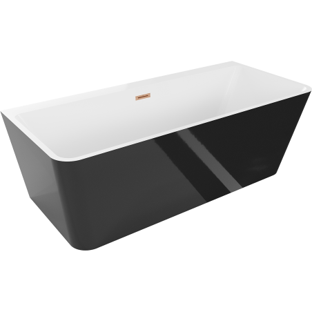 Mexen Volta wanna wolnostojąca przyścienna 170 x 75 cm, biała/czarna, przelew miedź szczotkowana - 51131707575-65