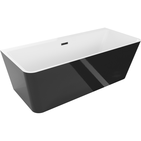Mexen Volta wanna wolnostojąca przyścienna 150 x 75 cm, biała/czarna, przelew czarny - 51131507575-70