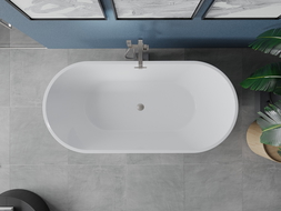 Mexen Luna wanna wolnostojąca 160 x 75 cm, biała, przelew nikiel szczotkowany - 52031607500-97