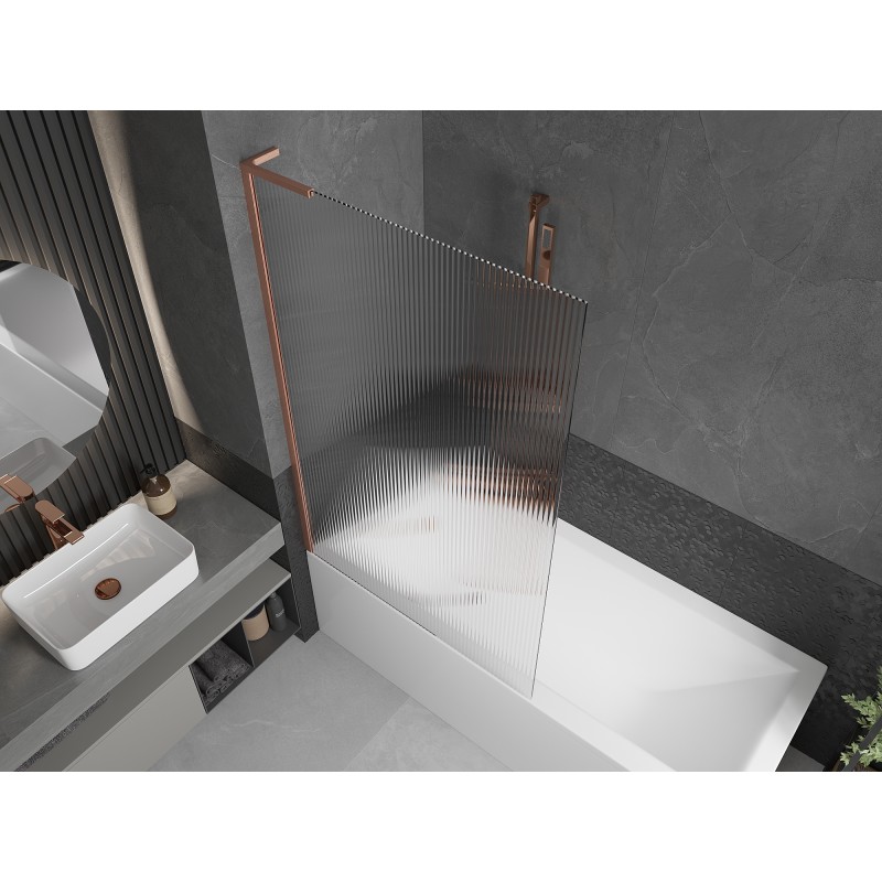 Mexen Next L parawan nawannowy 1-skrzydłowy 100 x 150 cm, prążki, miedź szczotkowana - 895-100-000-03-09-65