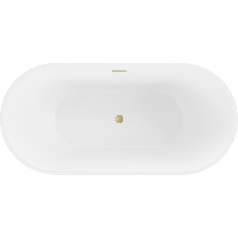 Mexen Luna wanna wolnostojąca 150 x 75 cm, biała/czarna, przelew złoty szczotkowany - 52031507575-55