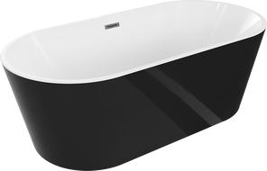 Mexen Luna wanna wolnostojąca 150 x 75 cm, biała/czarna, przelew gun gray szczotkowany - 52031507575-66