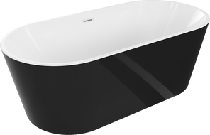 Mexen Luna wanna wolnostojąca 170 x 80 cm, biała/czarna, przelew biały - 52031708075-20
