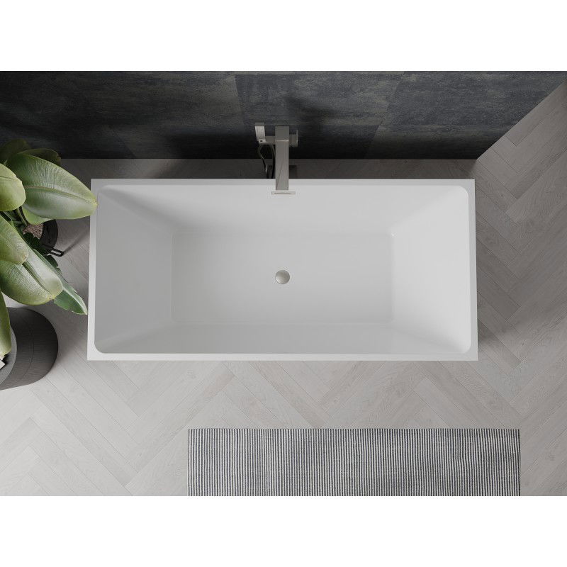 Mexen Nita wanna wolnostojąca 170 x 80 cm, biała, przelew nikiel szczotkowany - 52091708000-97
