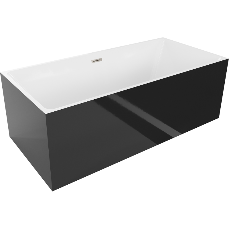 Mexen Nita wanna wolnostojąca 170 x 80 cm, biała/czarna, przelew nikiel szczotkowany - 52091708075-97