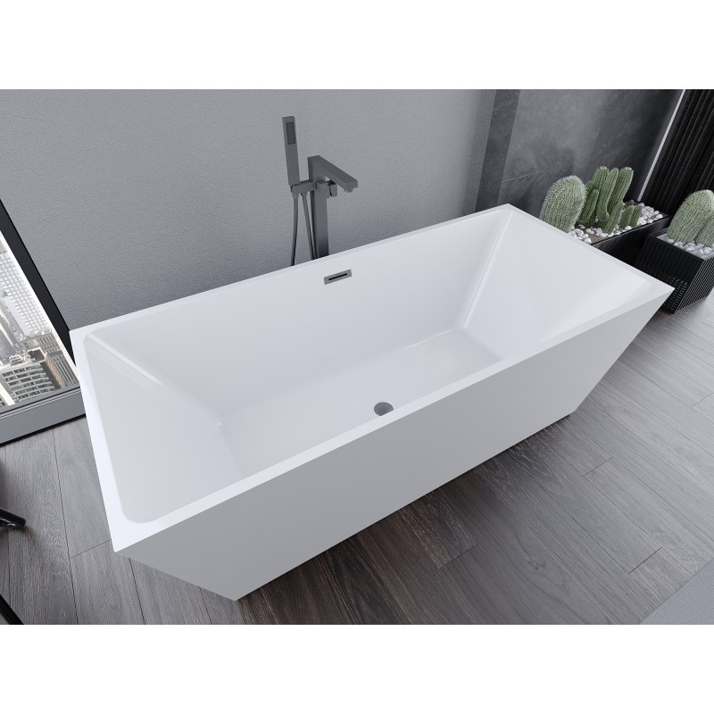 Mexen Lita wanna wolnostojąca 170 x 75 cm, biała, przelew gun metal - 52121707500-95