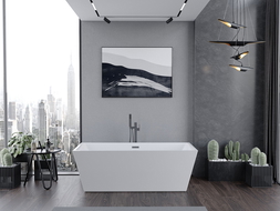 Mexen Lita wanna wolnostojąca 170 x 75 cm, biała, przelew gun metal - 52121707500-95