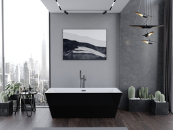 Mexen Lita wanna wolnostojąca 170 x 75 cm, biała/czarna, przelew gun metal - 52121707575-95