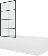 Mexen Vega wanna prostokątna 180 x 80 cm z obudową i parawanem 1-skrzydłowym 70 cm, czarny wzór - 550118080X9307017077