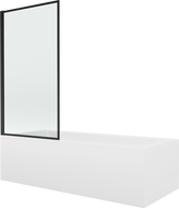 Mexen Vega wanna prostokątna 180 x 80 cm z obudową i parawanem 1-skrzydłowym 80 cm, czarny wzór fix - 550118080X9308007070