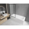 Mexen Vega wanna prostokątna 180 x 80 cm z obudową i parawanem 1-skrzydłowym 80 cm, czarny wzór fix - 550118080X9308007070