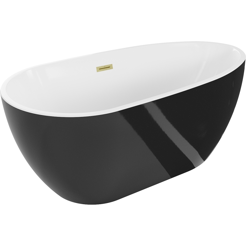 Mexen Eos wanna wolnostojąca 150 x 75 cm, biała/czarna, przelew złoty szczotkowany - 52471507575-55