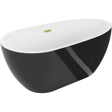 Mexen Eos wanna wolnostojąca 150 x 75 cm, biała/czarna, przelew złoty szczotkowany - 52471507575-55