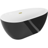 Mexen Eos wanna wolnostojąca 150 x 75 cm, biała/czarna, przelew złoty szczotkowany - 52471507575-55