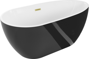 Mexen Eos wanna wolnostojąca 150 x 75 cm, biała/czarna, przelew złoty szczotkowany - 52471507575-55
