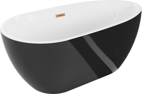 Mexen Eos wanna wolnostojąca 150 x 75 cm, biała/czarna, przelew miedź szczotkowana - 52471507575-65