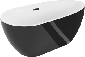 Mexen Eos wanna wolnostojąca 150 x 75 cm, biała/czarna, przelew czarny - 52471507575-70