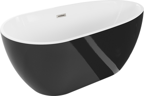 Mexen Eos wanna wolnostojąca 150 x 75 cm, biała/czarna, przelew nikiel szczotkowany - 52471507575-97